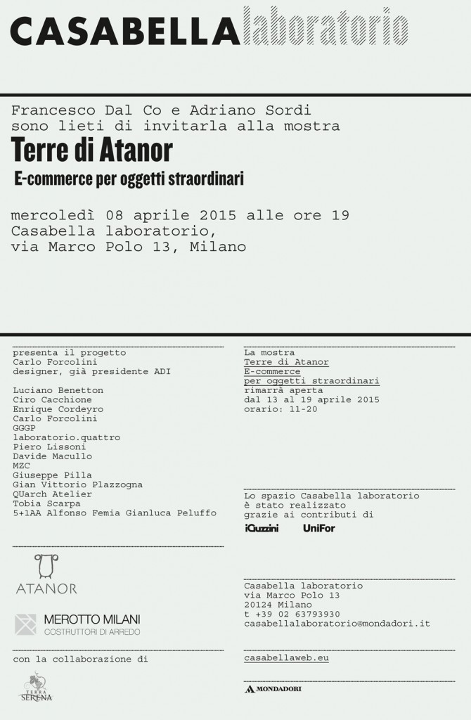 Terre di Atanor e-commerce per oggetti straordinari espone presso Casabella Laboratorio durante il Fuorisalone 2015 Milano